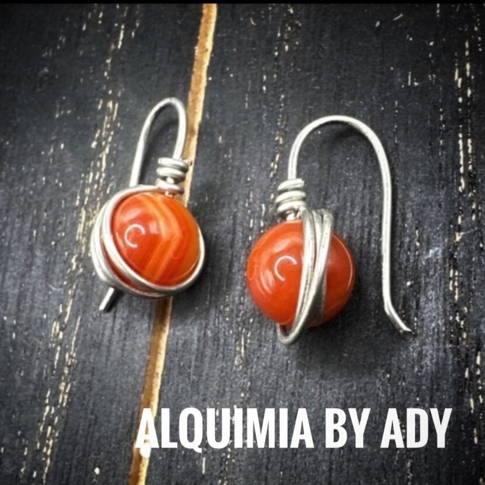 Reddish-Brown Bead Drop Earrings • Grounded Elegance - Picture 12 of 12
